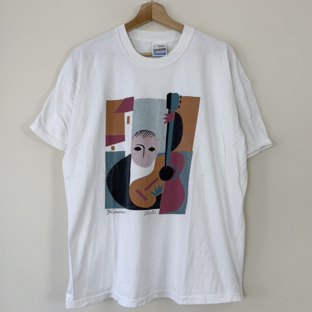 Vintage 90's Flamenco Sevilla Painting Pedro Almodóvar Art Tee Shirt - XL